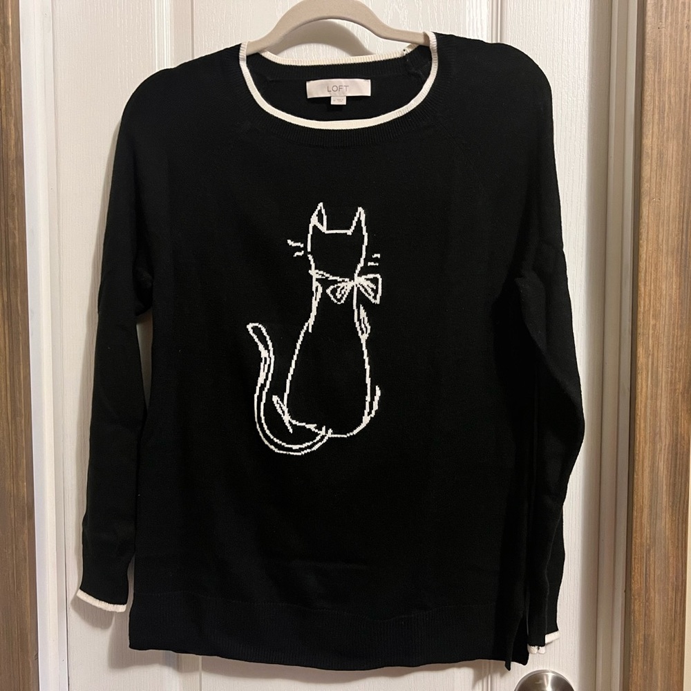 The Loft woven sweater. Black, thin,